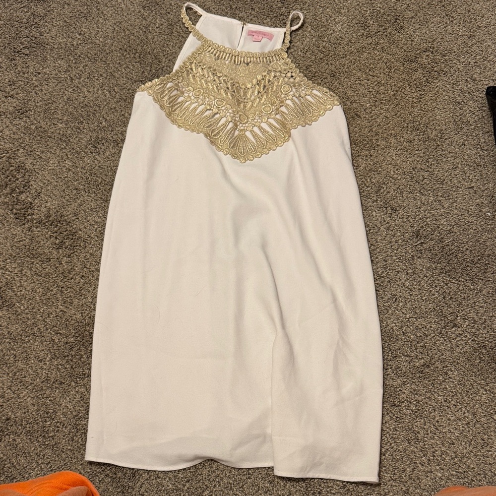 Lilly Pulitzer White and Gold Mini Dress